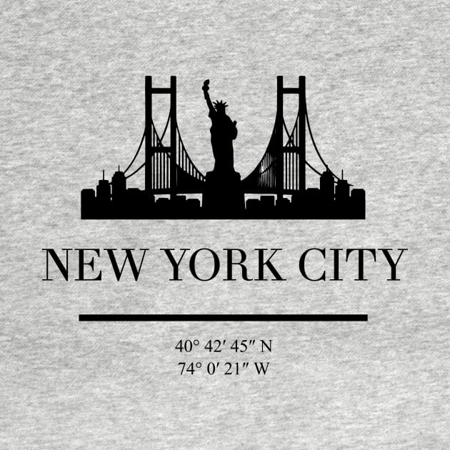 NEW YORK CITY NEW YORK BLACK SILHOUETTE SKYLINE ART by deificusArt